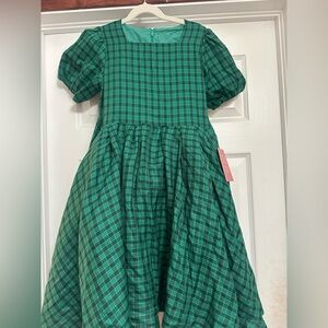 Ivy City Co Mini Cupcake dress, green and black plaid.